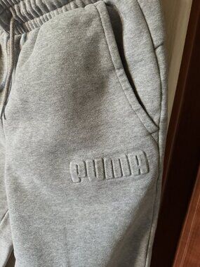 Puma Men's Heather Gray Jogger Sweatpants | Drawstring | Size S